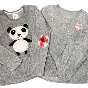 PJ Couture Womens Teen Sleepwear Fleece 2 SHIRTS Soft Cozy Winter Panda Fox LRG